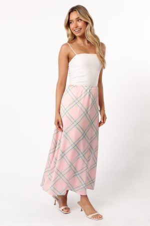 Clarissa Midi Skirt – Pink Check