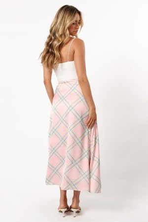 Clarissa Midi Skirt – Pink Check