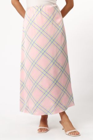 Clarissa Midi Skirt – Pink Check