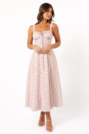 Elodie Midi Dress – Pink Floral