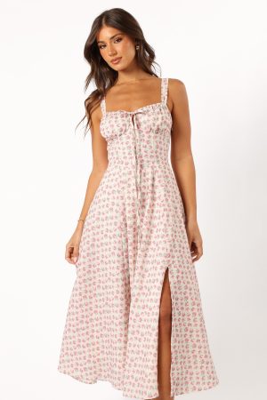 Elodie Midi Dress – Pink Floral