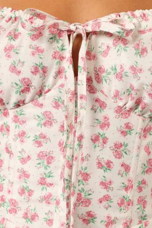 Elodie Midi Dress – Pink Floral