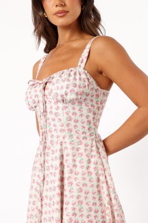 Elodie Midi Dress – Pink Floral