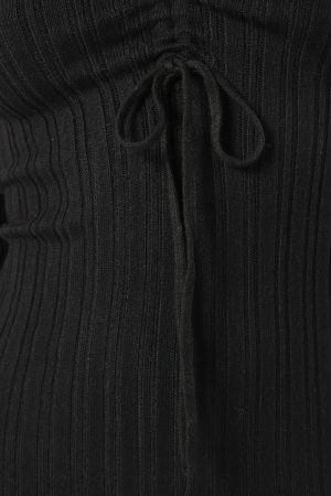 Irene Long Sleeve Midi Dress – Black