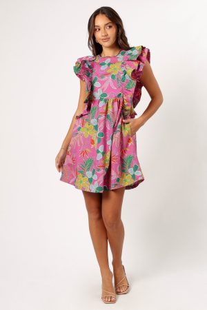 Odin Ruffle Mini Dress – Pearly Purple