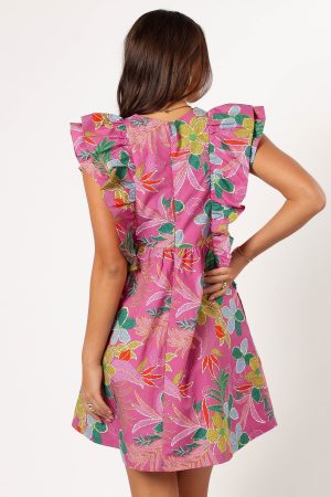 Odin Ruffle Mini Dress – Pearly Purple