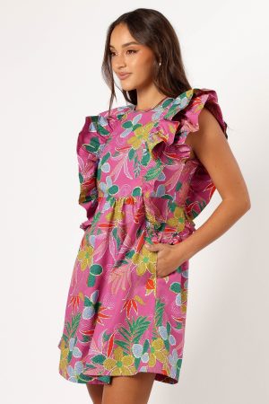 Odin Ruffle Mini Dress – Pearly Purple