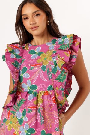 Odin Ruffle Mini Dress – Pearly Purple