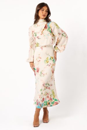 Sophia Long Sleeve Dress – White Floral
