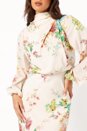 Sophia Long Sleeve Dress – White Floral