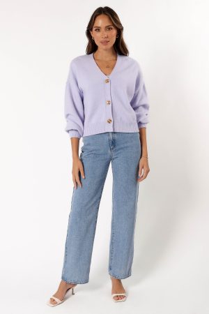 Isabel Button Front Cardigan – Lilac