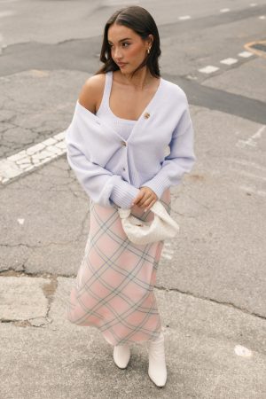 Isabel Button Front Cardigan – Lilac