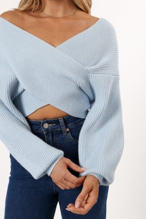 Langton Knit Sweater – Pale Blue