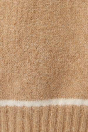 Rylee Contrast Hem Knit Sweater – Camel