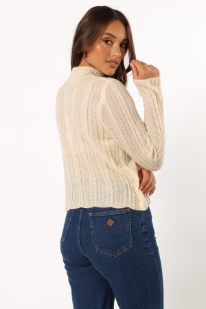 Wynford Scallop Edge Knit Sweater – Cream