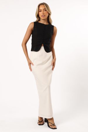 Daniella Linen Vest – Black