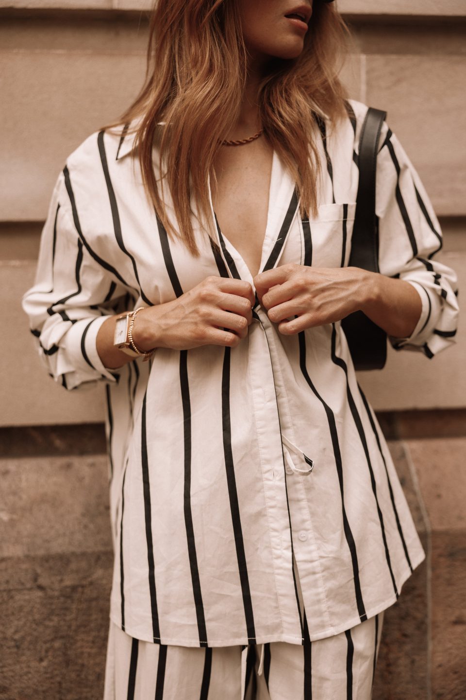 Silvia Button Down Shirt - Cream Stripe