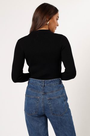 Tammy Ribbed Knit Top – Black