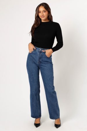 Tammy Ribbed Knit Top – Black