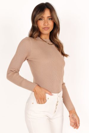 Tammy Ribbed Knit Top – Natural