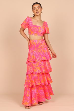 Addison Maxi Skirt – Pink Tropics