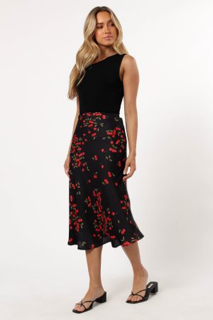 Annia Midi Skirt – Cherry