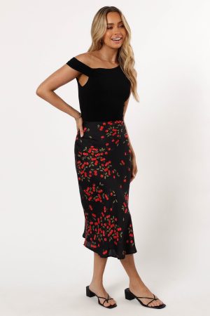 Annia Midi Skirt – Cherry