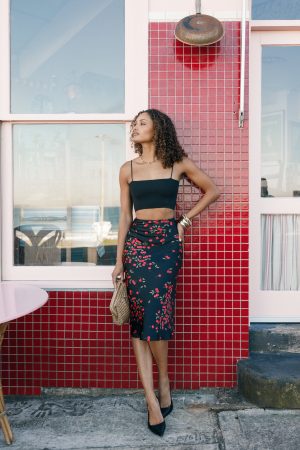 Annia Midi Skirt – Cherry