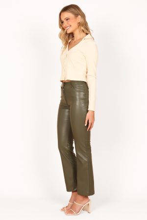 Ashley Faux Leather Pants – Olive