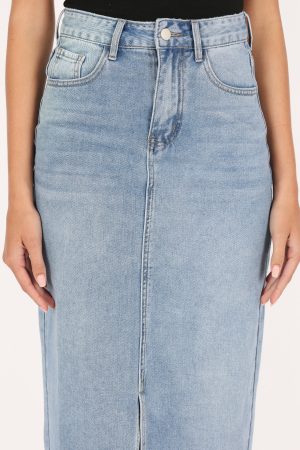 Dana Denim Midi Skirt – Blue Wash