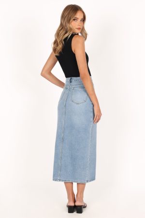 Dana Denim Midi Skirt – Blue Wash