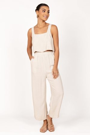 Eleanor High Waisted Pants – Beige