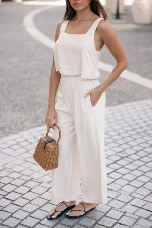 Eleanor High Waisted Pants – Beige