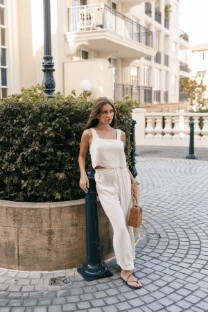 Eleanor High Waisted Pants – Beige