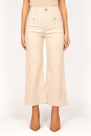 Georgette High Waisted Straight Leg Pants – Beige