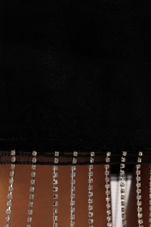 Greta Velvet Fringe Skirt – Black