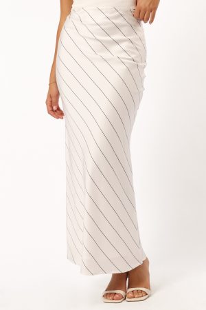Heidi Stripe Slip Skirt – White Black Stripe