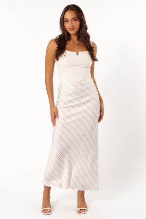 Heidi Stripe Slip Skirt – White Black Stripe