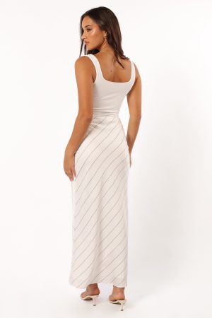 Heidi Stripe Slip Skirt – White Black Stripe