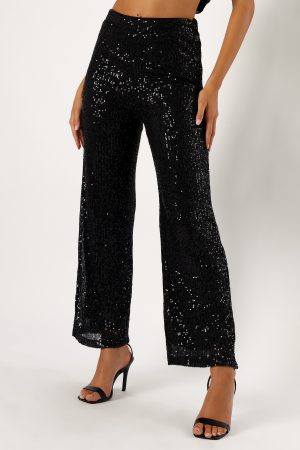 Lilianna Sequin Flare Pant – Black