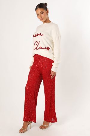 Lilianna Sequin Flare Pant – Red