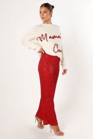 Lilianna Sequin Flare Pant – Red