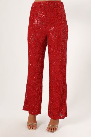 Lilianna Sequin Flare Pant – Red