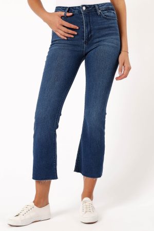 Luna High Rise Tonal Crop Flare Jean – Dark Denim