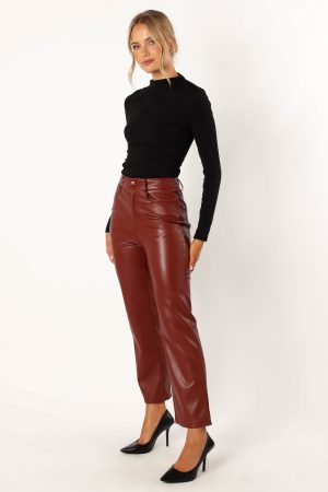 Maverick Vegan Leather Pants – Merlot