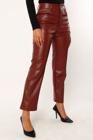 Maverick Vegan Leather Pants – Merlot