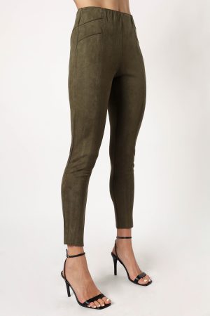 Morgan Suede Look Legging – Olive