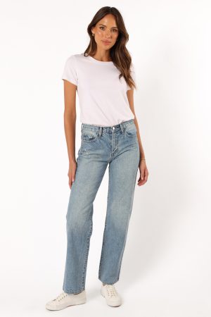 Nathan High Rise Relaxed Straight Jean – Medium Denim