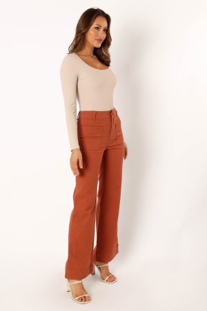 Nico Wide Leg Jean – Tan