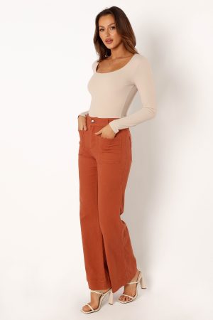 Nico Wide Leg Jean – Tan